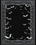 Ornate Black White Bats Rug - Cutout View