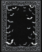 Ornate Black White Bats Rug - Cutout View
