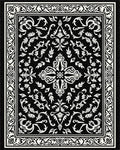 Ornate Black White Floral Pattern Rug - Cutout View