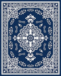 Ornate Blue White Floral Mandala Rug - Cutout View