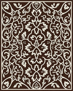 Ornate Brown Cream Leafy Scrollwork Rug - Cutout View