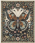 Ornate Butterfly Garden Bloom Arrangement Rug - Cutout View