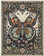 Ornate Butterfly Garden Bloom Arrangement Rug - Cutout View