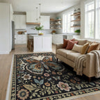 Ornate Butterfly Garden Bloom Arrangement Rug Living Room View