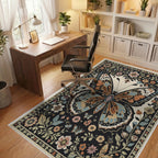 Ornate Butterfly Garden Bloom Arrangement Rug Office View