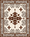 Ornate Dark Brown Floral Border Rug - Cutout View