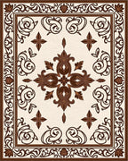 Ornate Dark Brown Floral Border Rug - Cutout View