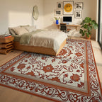 Ornate Floral Border Classic Design Rug Bedroom View