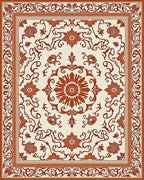 Ornate Floral Border Classic Design Rug - Cutout View