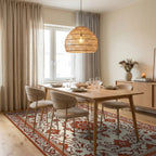 Ornate Floral Border Classic Design Rug Dining Room View