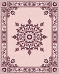 Ornate Floral Mandala Border Design Rug - Cutout View
