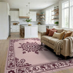 Ornate Floral Mandala Border Design Rug Living Room View