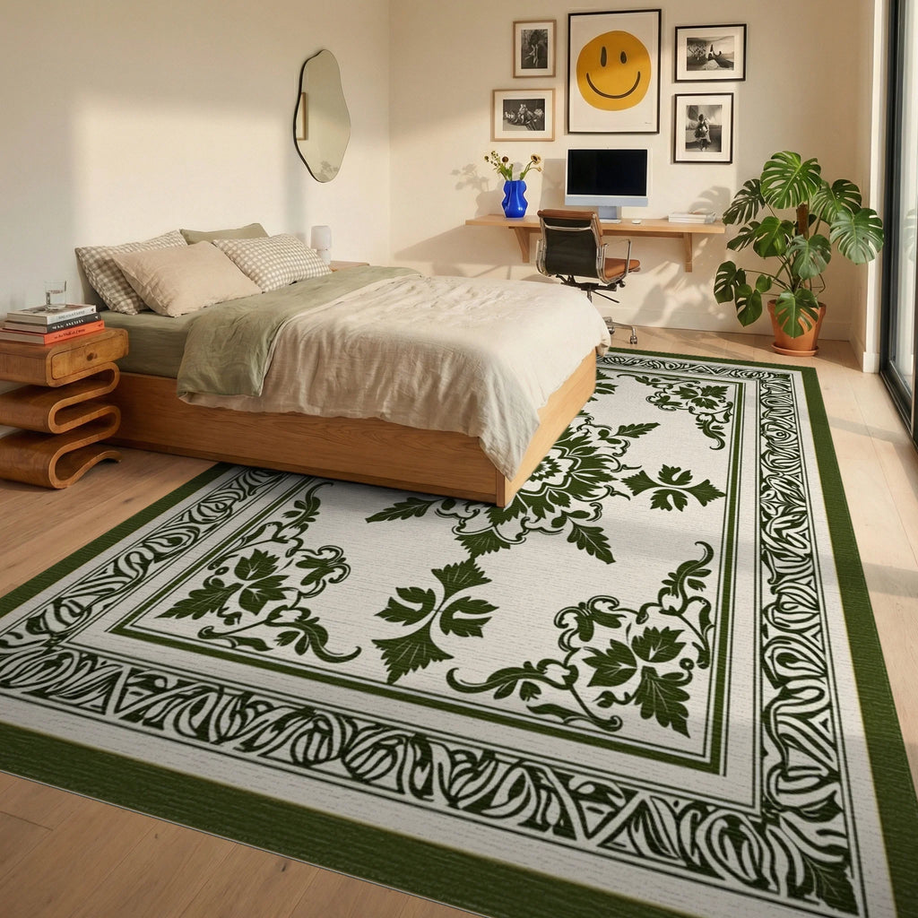 Ornate Floral Medallion Pattern Rug Bedroom View