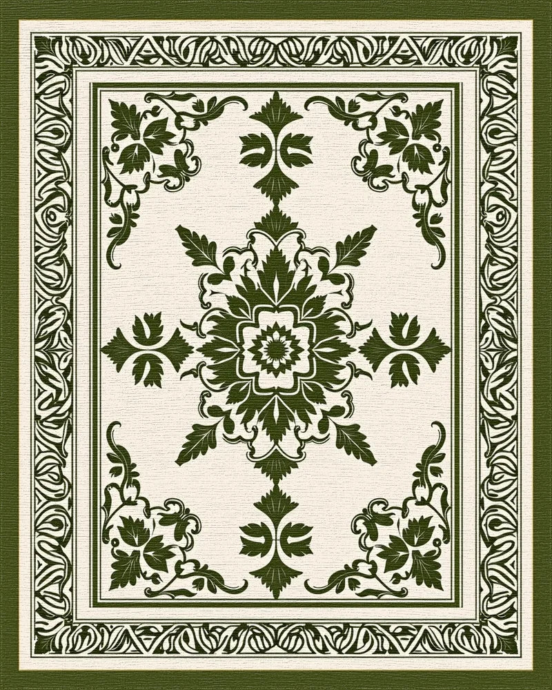Ornate Floral Medallion Pattern Rug - Cutout View