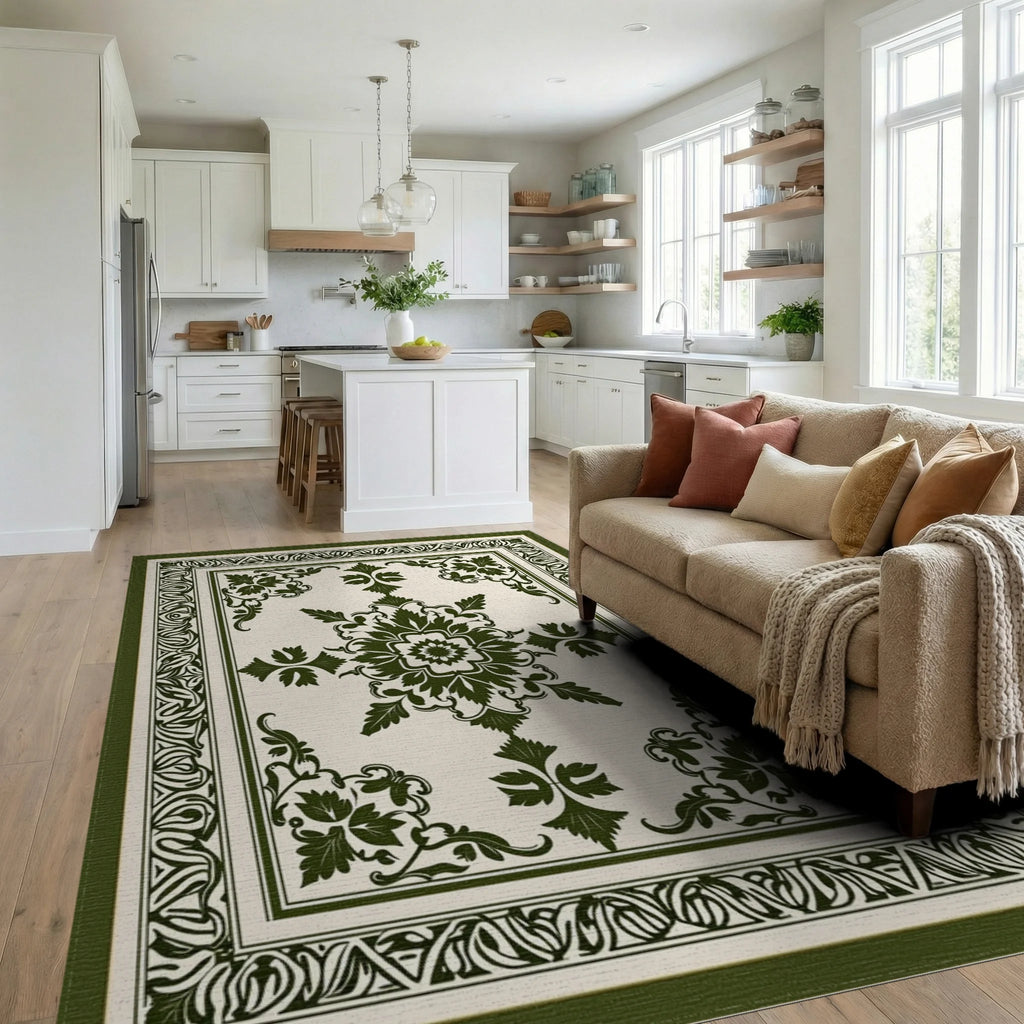 Ornate Floral Medallion Pattern Rug Living Room View