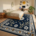 Ornate Floral Medallion Scroll Rug Bedroom View