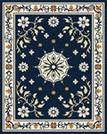 Ornate Floral Medallion Scroll Rug - Cutout View