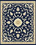Ornate Floral Navy Cream Rug - Cutout View