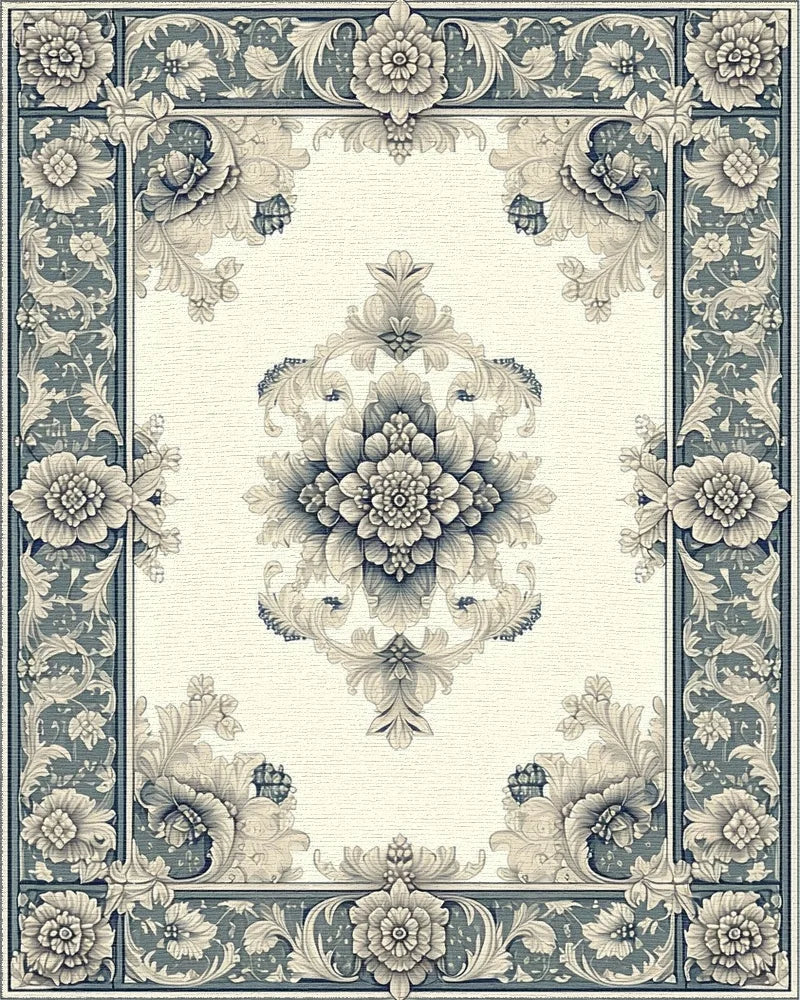 Ornate Floral Patterned Vintage Rug - Cutout View