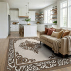 Ornate Floral Scroll Pattern Rug Living Room View