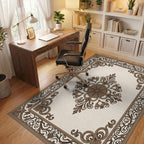 Ornate Floral Scroll Pattern Rug Office View