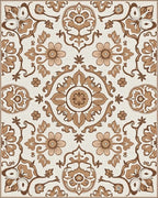 Ornate Floral Scrollwork And Flower Rug - Cutout View