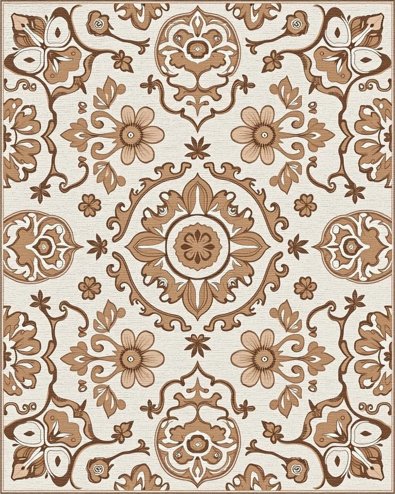 Ornate Floral Scrollwork And Flower Rug - Cutout View