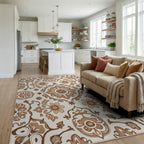 Ornate Floral Scrollwork And Flower Rug Living Room View