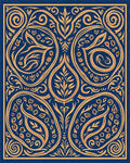 Ornate Floral Scrollwork Indigo Rug - Cutout View