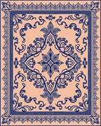 Ornate Floral Scrollwork Patterned Rug - Cutout View