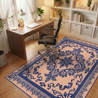 Ornate Floral Scrollwork Patterned Rug Office View