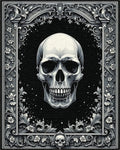 Ornate Floral Skull Gothic Rug - Cutout View