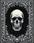 Ornate Floral Skull Gothic Rug - Cutout View
