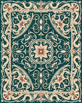 Ornate Floral Swirl Border Design Rug - Cutout View
