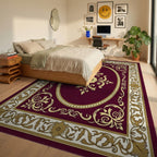 Ornate Floral Swirl Detailed Rug - Bedroom View