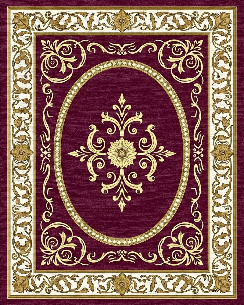 Ornate Floral Swirl Detailed Rug - Cutout View