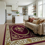 Ornate Floral Swirl Detailed Rug - Living Room View