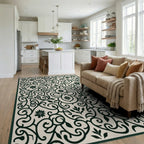Ornate Floral Swirls Pattern Rug Living Room View