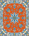 Ornate Floral Tile Pattern Rug - Cutout View
