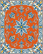 Ornate Floral Tile Pattern Rug - Cutout View