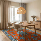 Ornate Floral Tile Pattern Rug Dining Room View