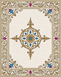 Ornate Gold Floral Centerpiece Rug - Cutout View