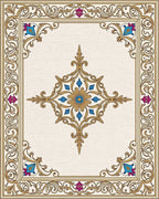 Ornate Gold Floral Centerpiece Rug - Cutout View