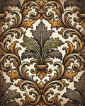 Ornate Gold Leaf Acanthus Scroll Rug - Cutout View