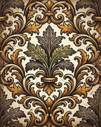 Ornate Gold Leaf Acanthus Scroll Rug - Cutout View