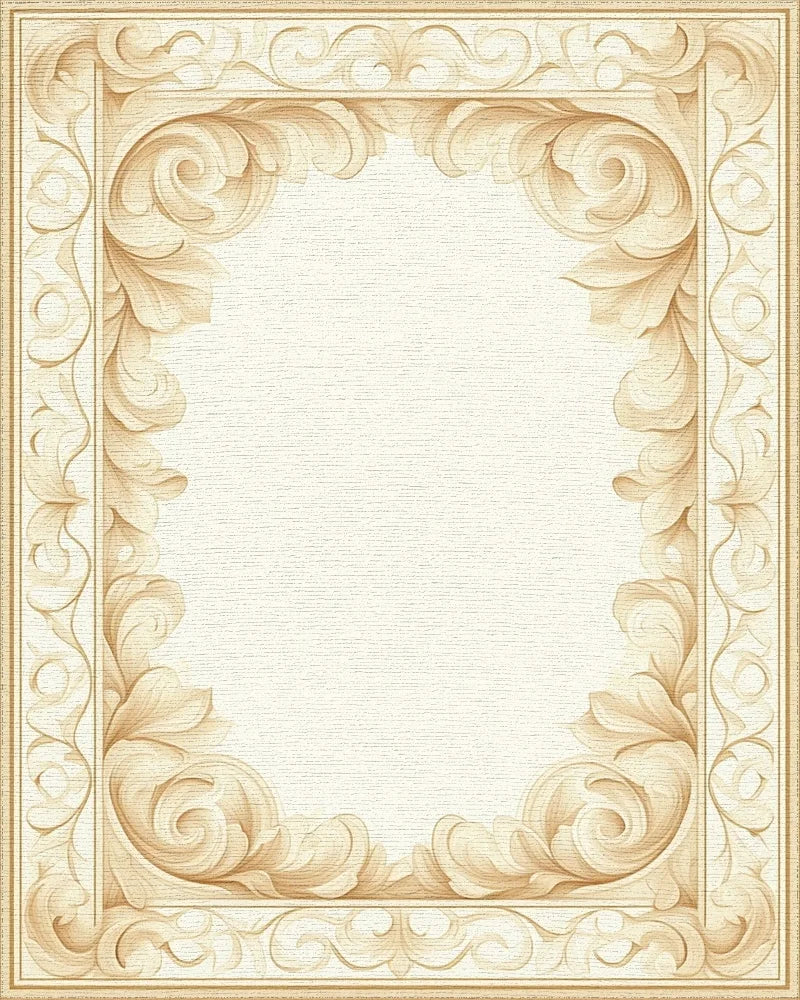 Ornate Gold Scroll Border Rug - Cutout View