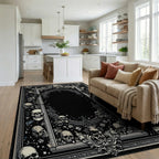 Ornate Gothic Skull Frame Rug - Living Room View