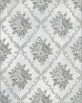 Ornate Gray Floral Damask Rug - Cutout View