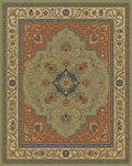 Ornate Green Floral Medallion Rug - Cutout View