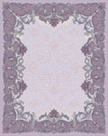 Ornate Lavender Floral Scrollwork Rug - Cutout View